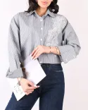 شومیز راه راه گلدوزی G00279