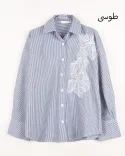 شومیز راه راه گلدوزی G00279 - 4
